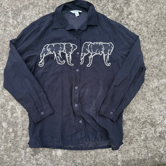 Blast Studio Tops - Vintage‎ Blast Studio Elephant Embroidered Button-Up - L